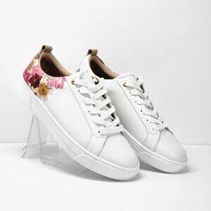 TED BAKER LONDON WOMEN'S alison sneakers leather floral print white Size 8 NEW